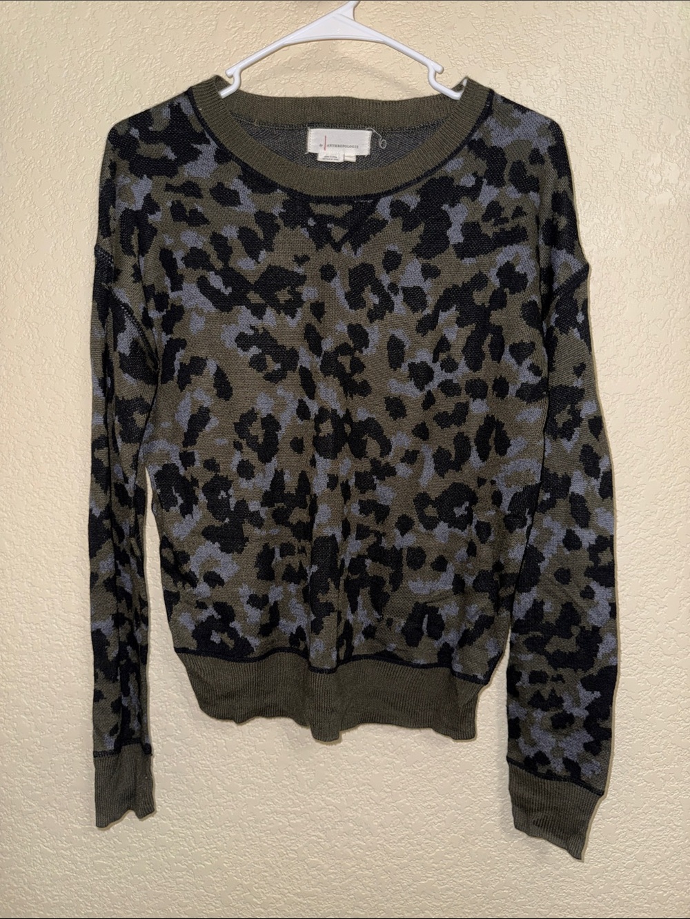 Anthropologie Olive Green Ribbed Knit Sweater